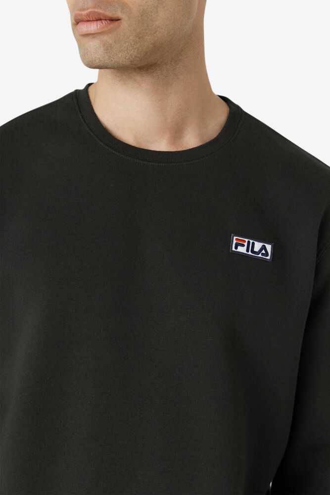 Black White Men's FILA Garran Sweatshirt | USA-361290