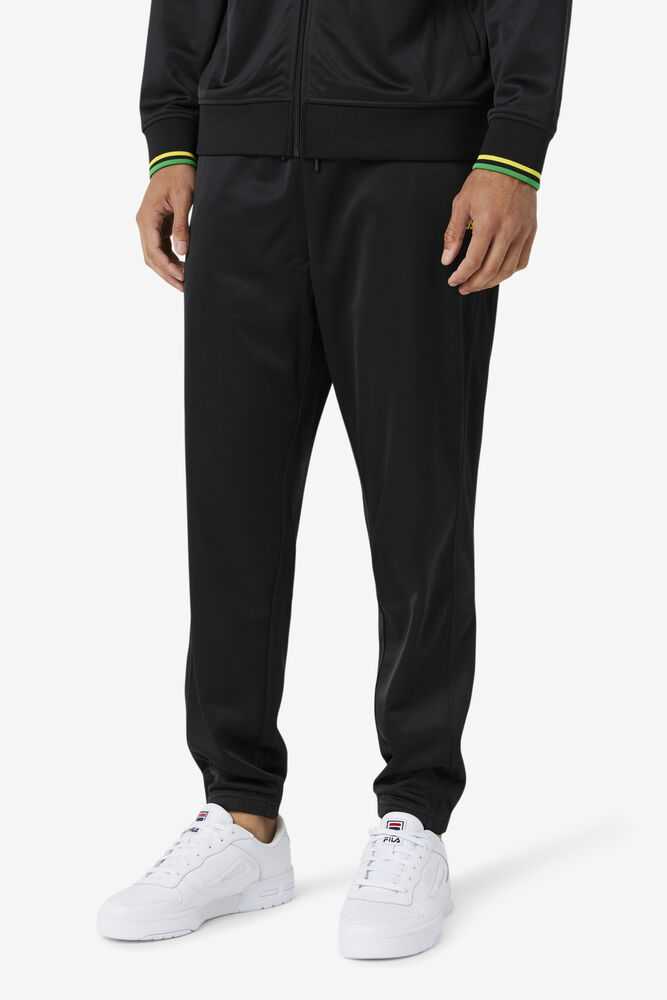 Black White Men's FILA Jamaica Track Pants | USA-790453