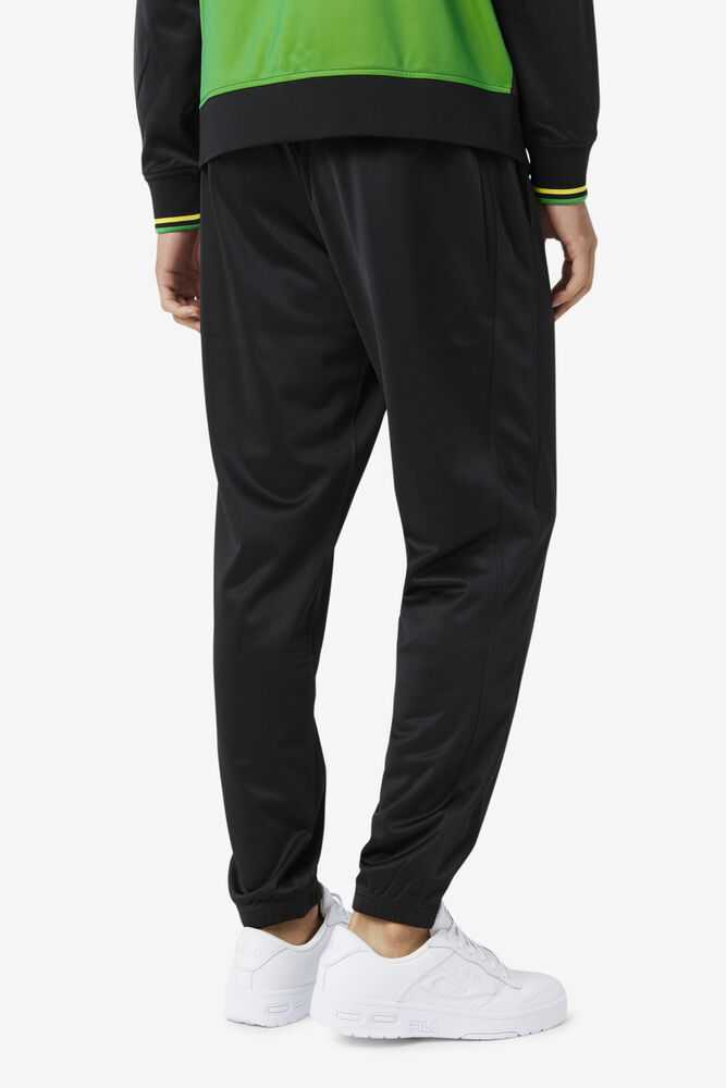 Black White Men's FILA Jamaica Track Pants | USA-790453