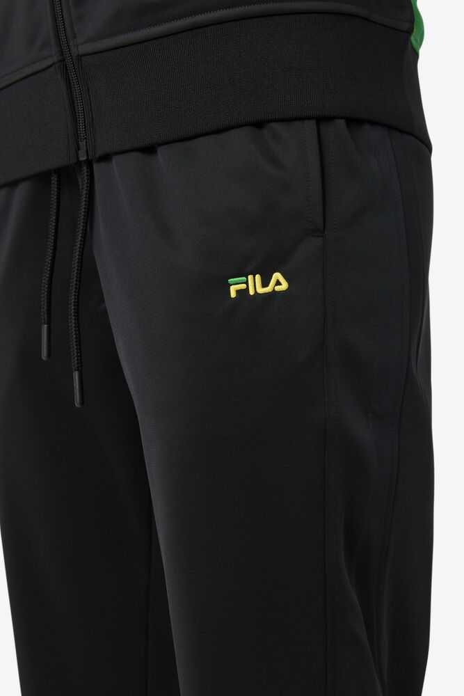 Black White Men's FILA Jamaica Track Pants | USA-790453