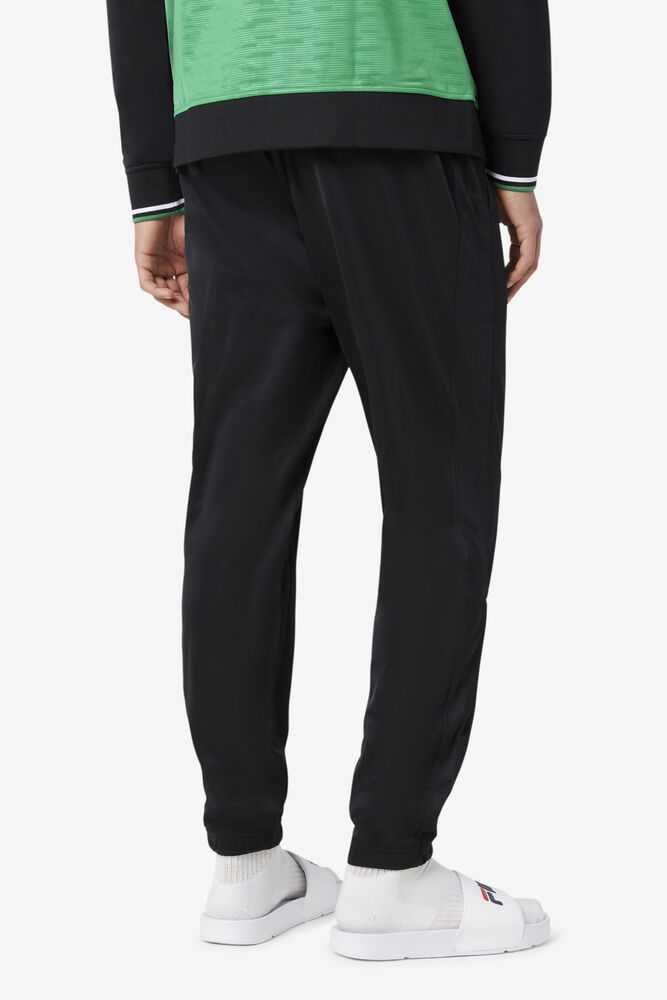 Black White Men's FILA Nigeria Track Pants | USA-16193