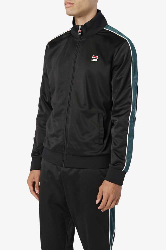 Black White Men's FILA Wicks Track Jackets | USA-048915