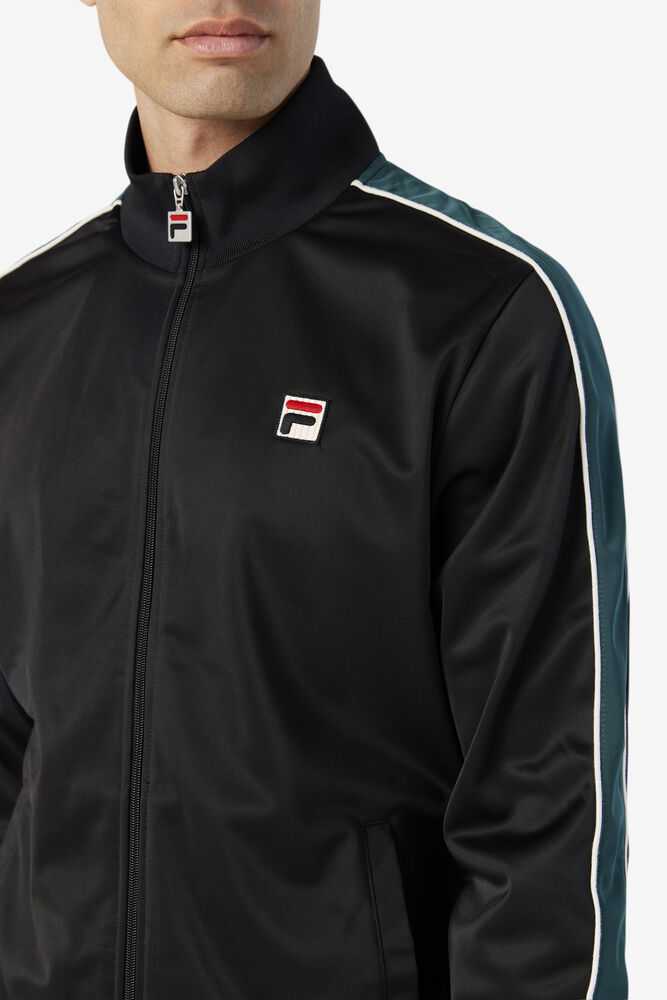 Black White Men's FILA Wicks Track Jackets | USA-048915