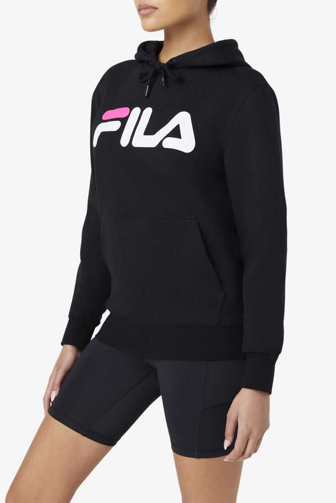 Black White Pink Women's FILA Lucy Hoodie | USA-15644