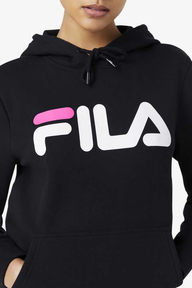 Black White Pink Women's FILA Lucy Hoodie | USA-15644