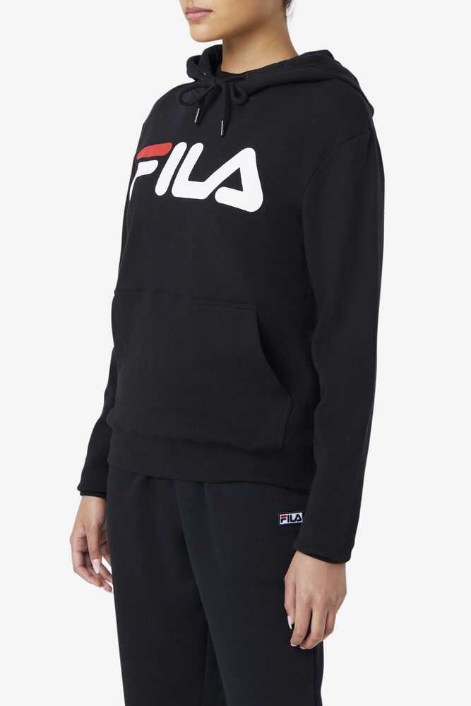 Black White Women's FILA Lucy Hoodie | USA-15643