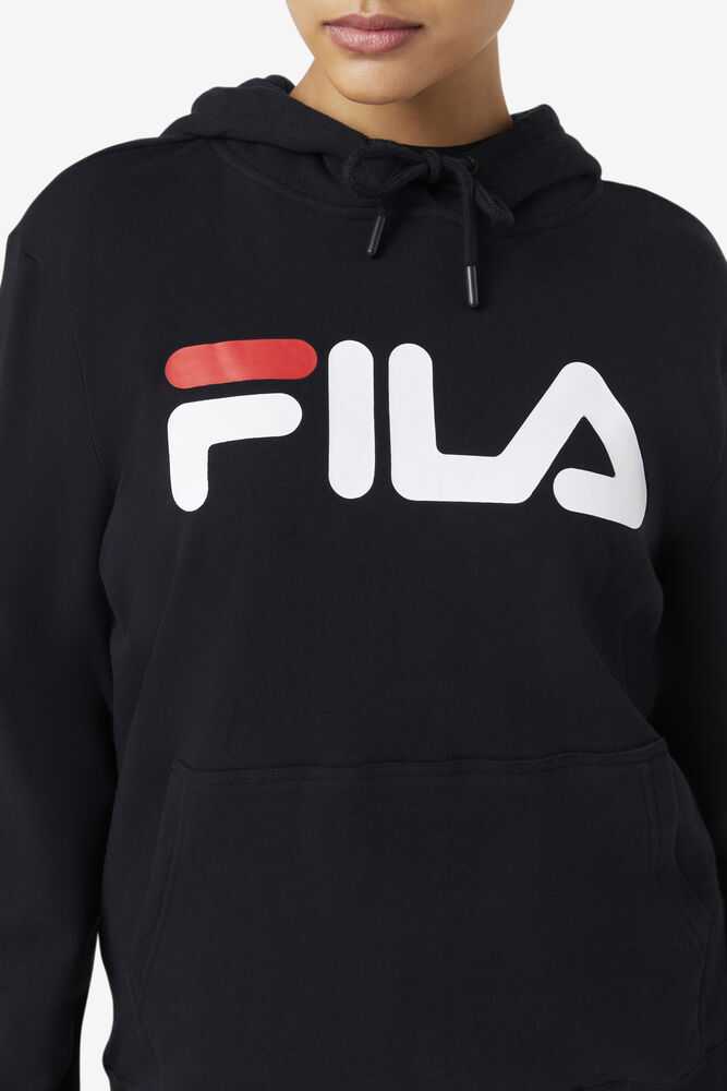 Black White Women's FILA Lucy Hoodie | USA-15643