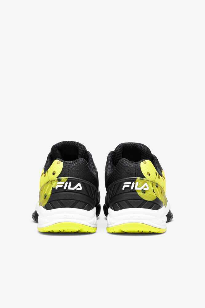 Black White Yellow Men's FILA Volley Zone Pickleball Shoes | USA-16111