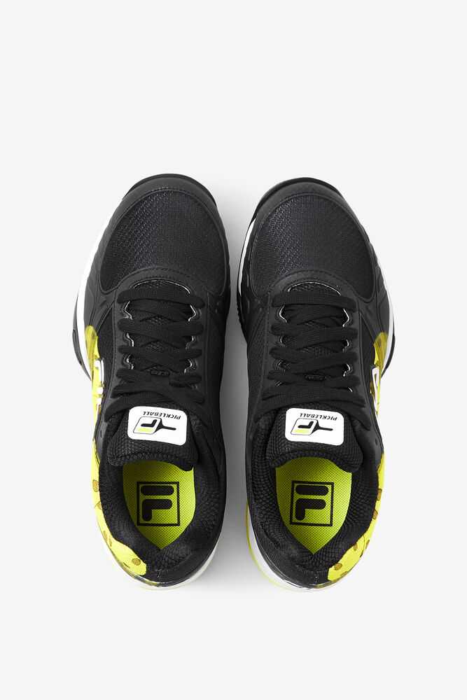 Black White Yellow Men's FILA Volley Zone Pickleball Shoes | USA-16111