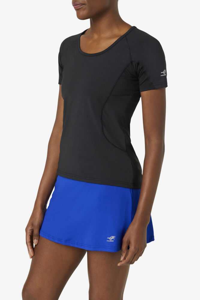 Black Women's FILA Pickleball T-shirts | USA-15310