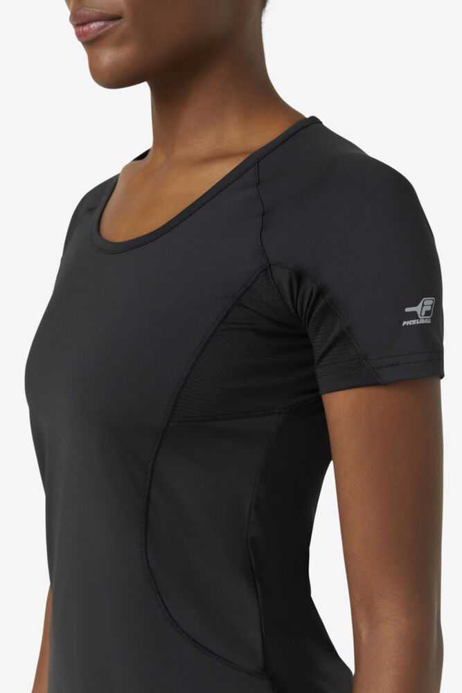 Black Women's FILA Pickleball T-shirts | USA-15310