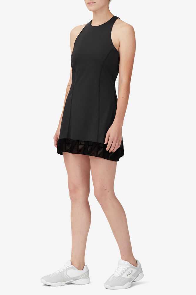 Black Women's FILA Slice Tennis Dress | USA-15207