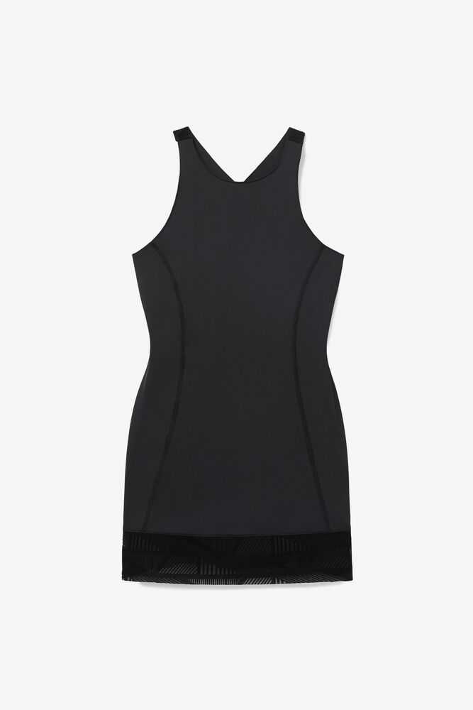 Black Women\'s FILA Slice Tennis Dress | USA-15207