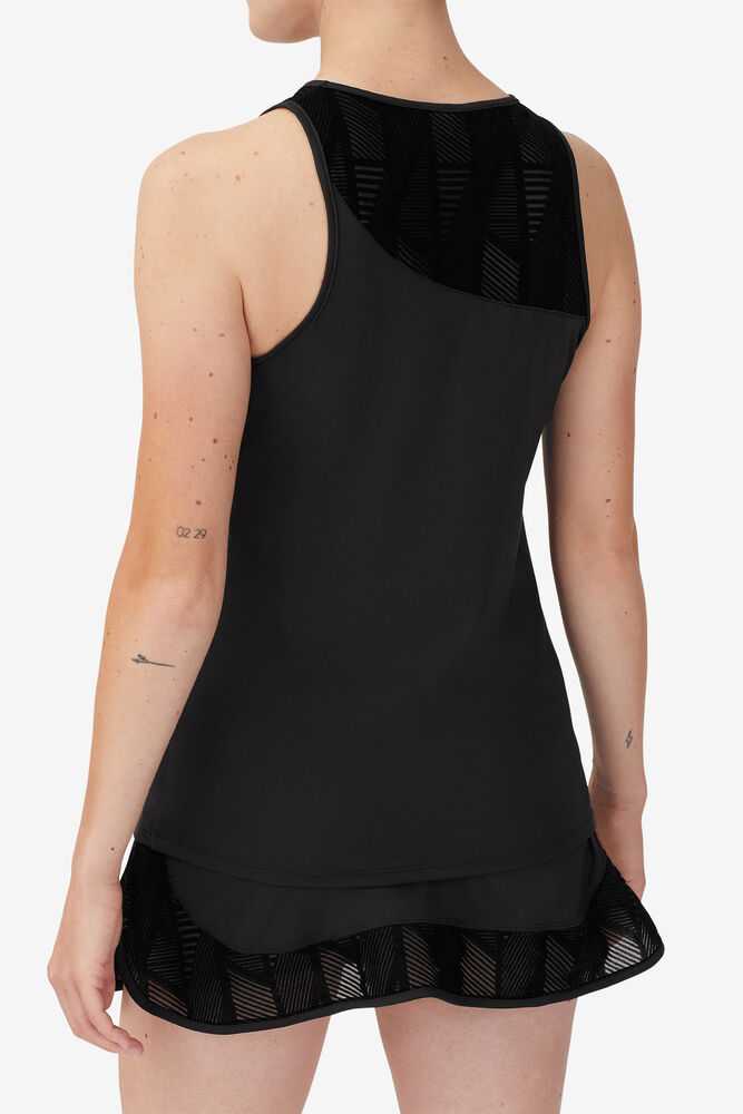 Black Women's FILA Slice Tennis Tank Top | USA-15270