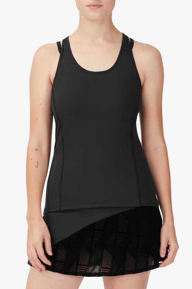 Black Women's FILA Slice Tennis Tank Top | USA-15271