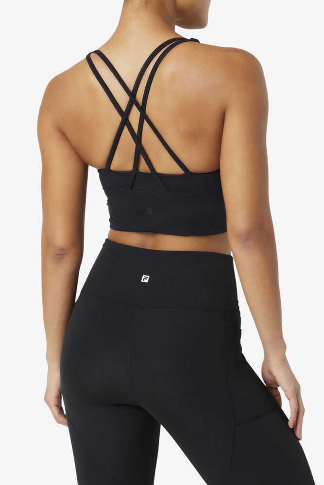 Black Women's FILA Uplift Cross Back Sport Bra | USA-15462