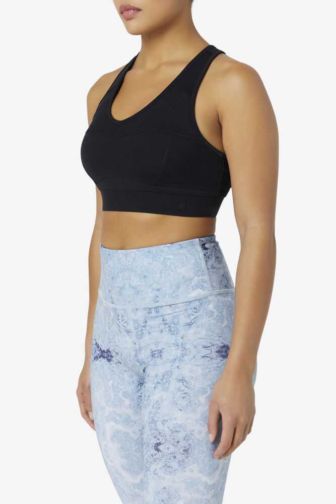 Black Women's FILA Uplift Racerback Sport Bra | USA-15442