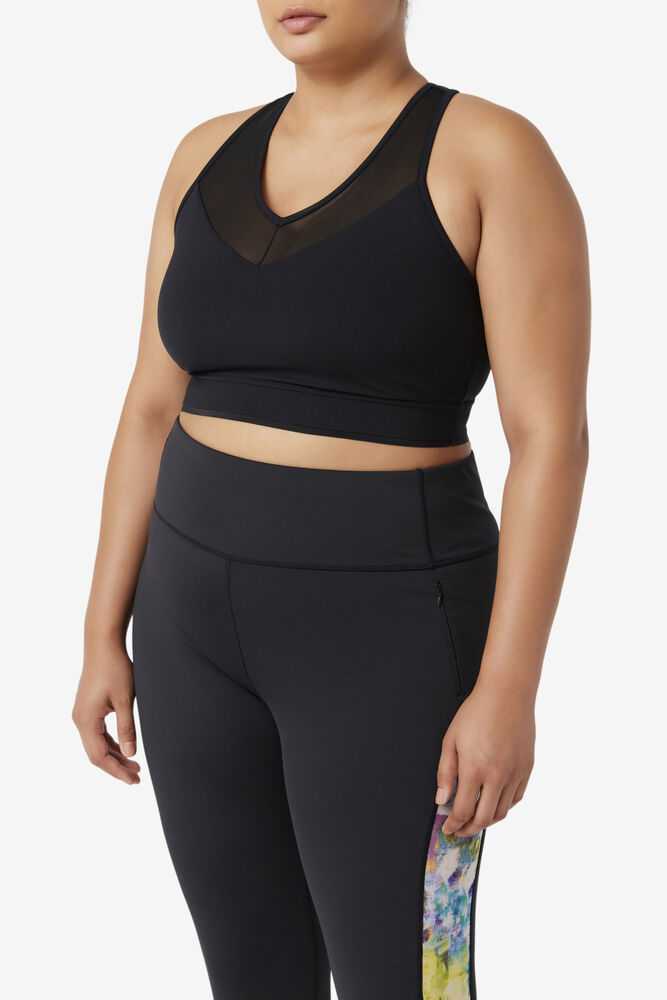 Black Women's FILA Uplift Racerback Sport Bra | USA-15459