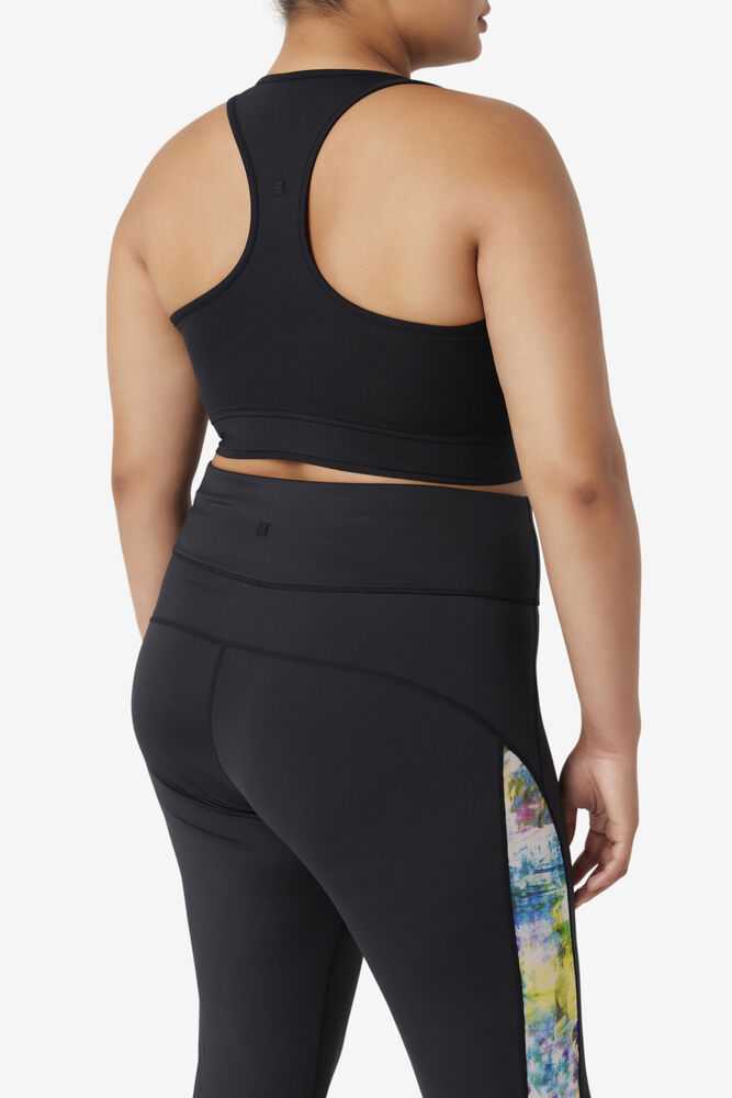 Black Women's FILA Uplift Racerback Sport Bra | USA-15459