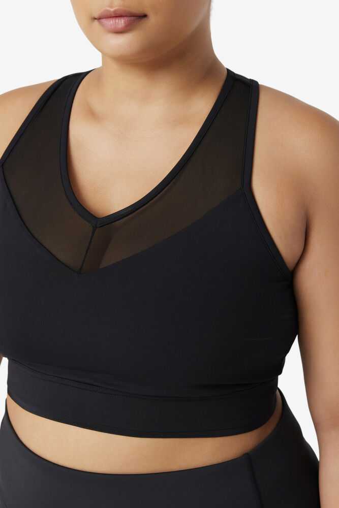 Black Women's FILA Uplift Racerback Sport Bra | USA-15459