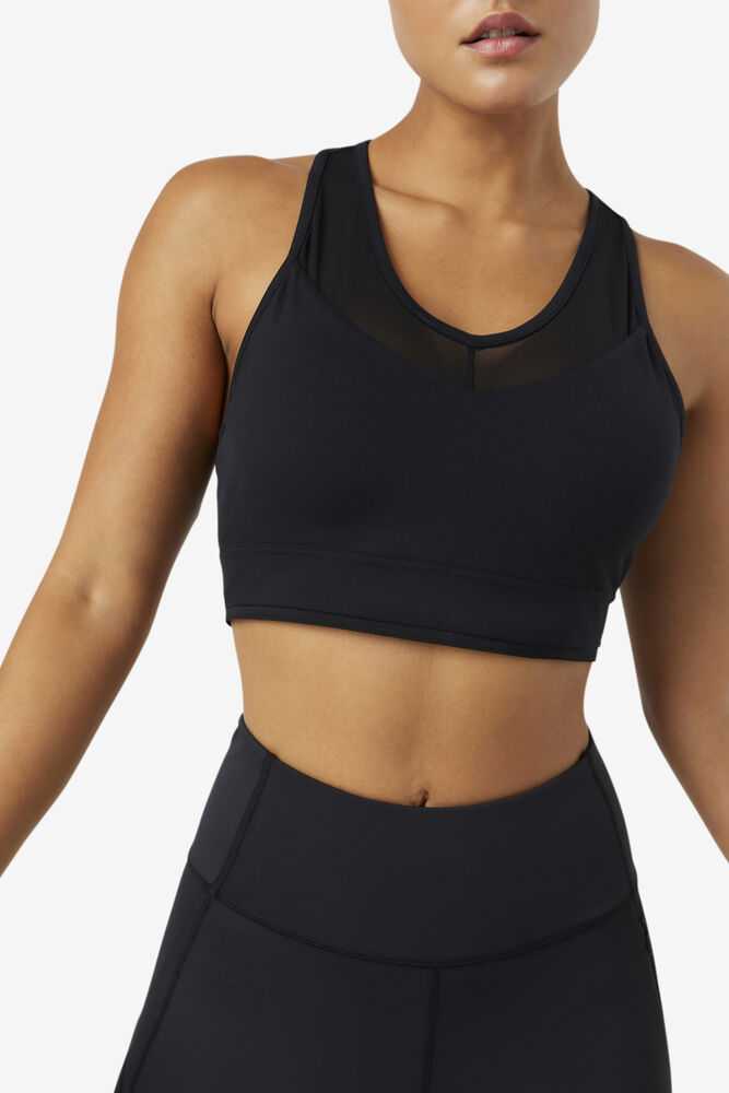 Black Women's FILA Uplift Racerback Sport Bra | USA-15465