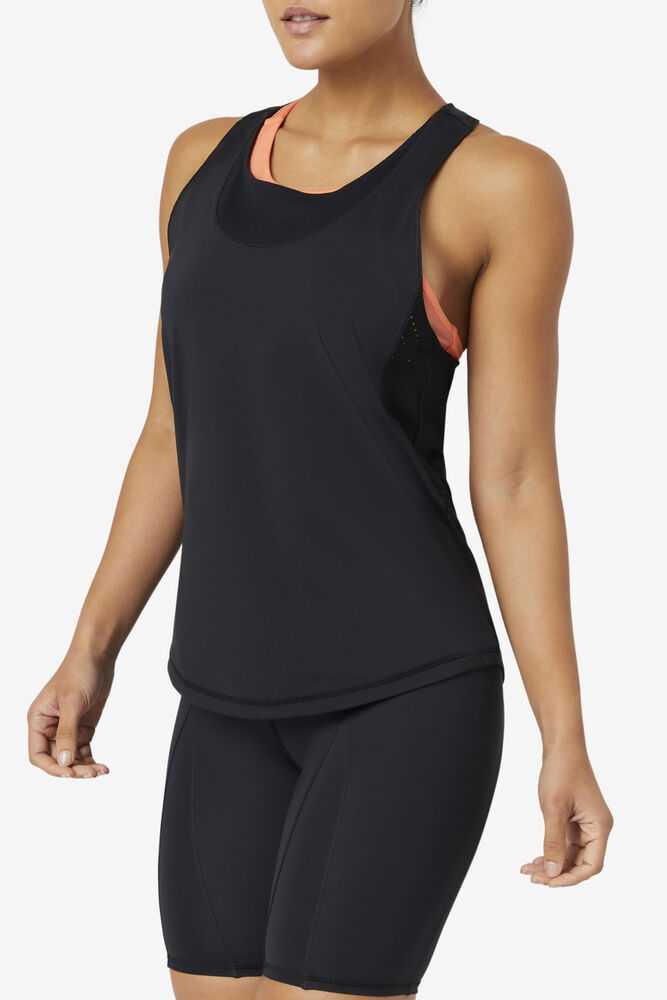 Black Women's FILA Uplift Textured Workout Tank | USA-15384