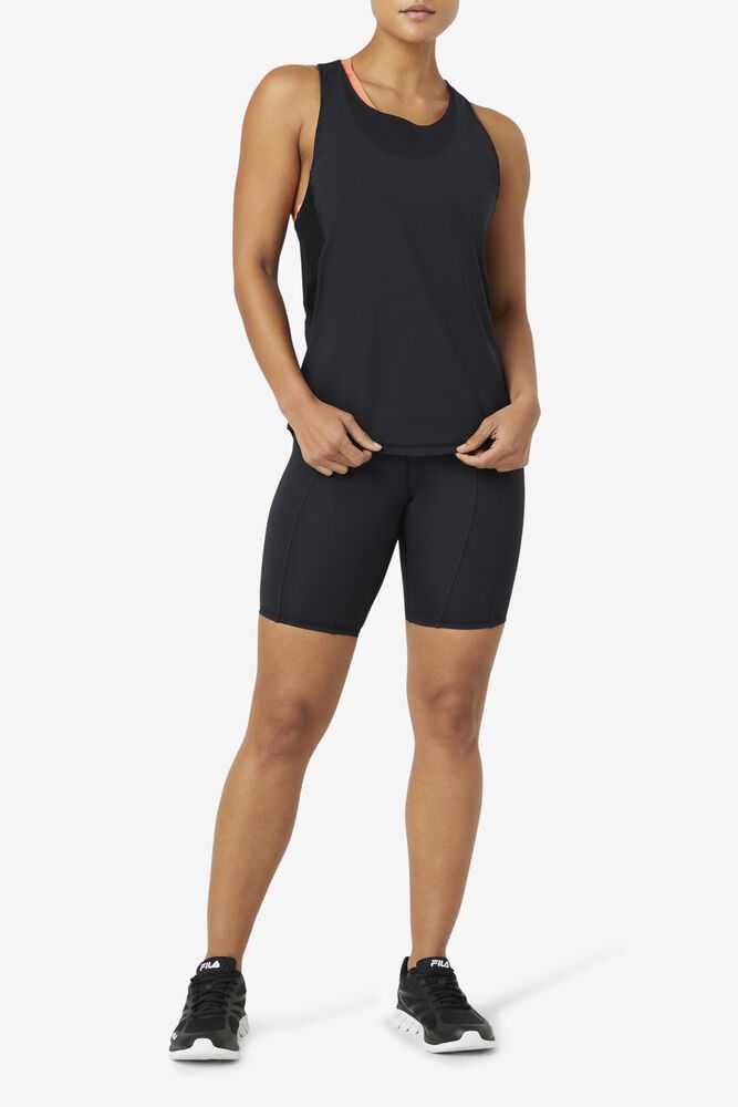 Black Women's FILA Uplift Textured Workout Tank | USA-15384