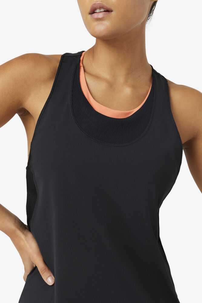 Black Women's FILA Uplift Textured Workout Tank | USA-15384