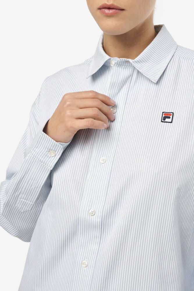 Blue White Women's FILA Ariella Dress Shirt | USA-15754