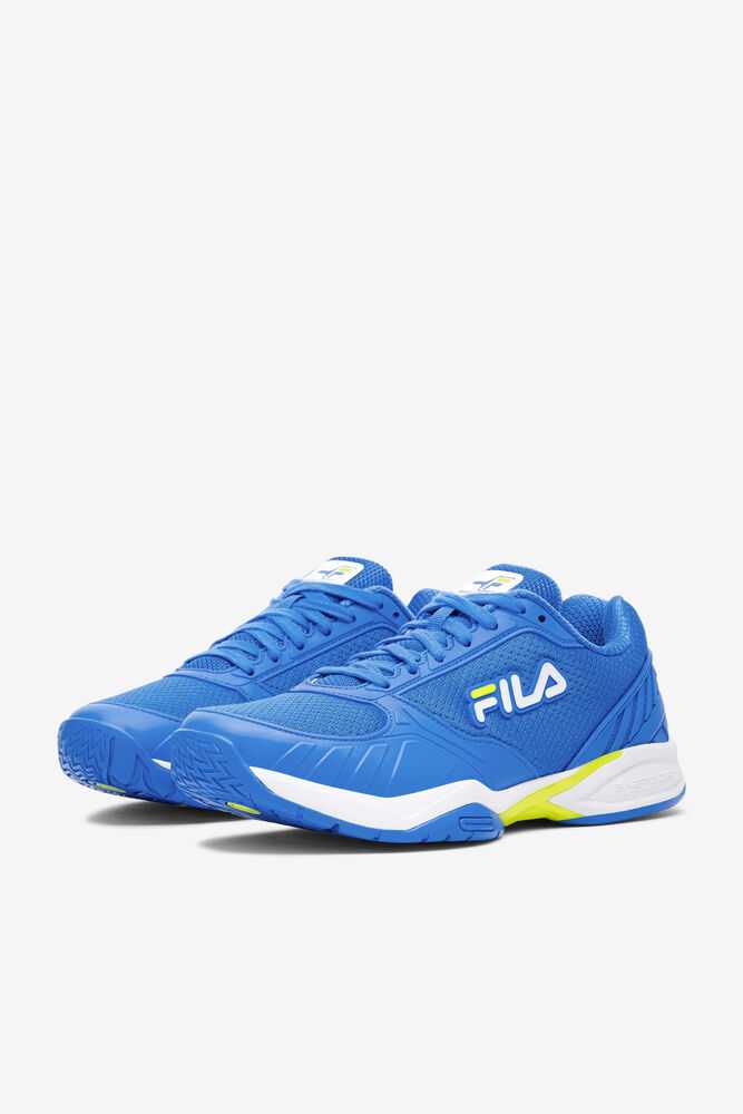 Blue White Yellow Men's FILA Volley Zone Pickleball Shoes | USA-16109