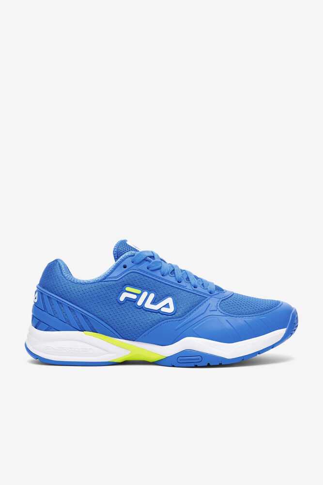 Blue White Yellow Men\'s FILA Volley Zone Pickleball Shoes | USA-16109