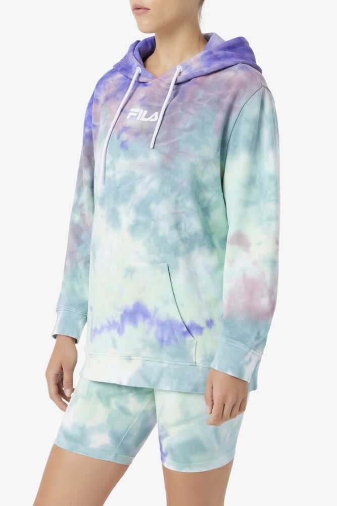 Blue Women's FILA Aerolynn Tie Dye Hoodie | USA-15678