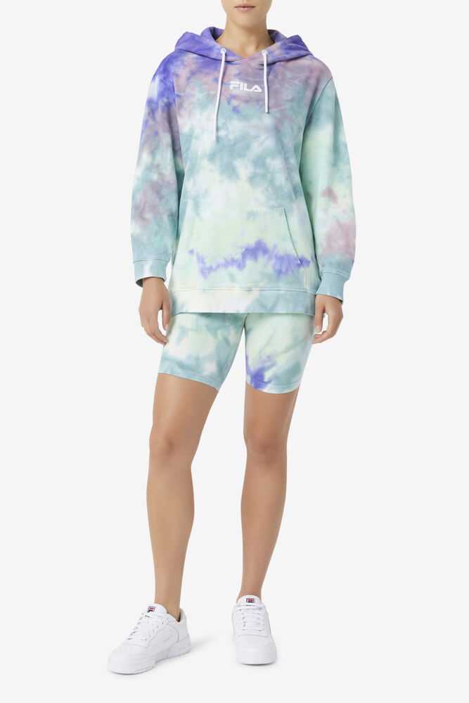 Blue Women's FILA Aerolynn Tie Dye Hoodie | USA-15678