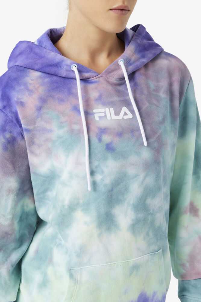 Blue Women's FILA Aerolynn Tie Dye Hoodie | USA-15678