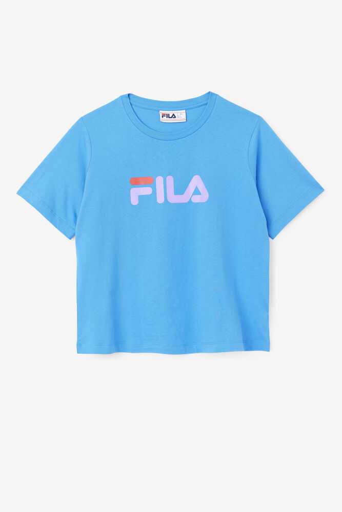 Blue Women\'s FILA Thea T-shirts | USA-15689