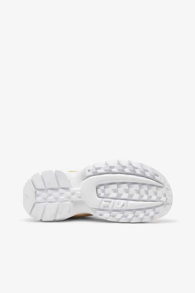 Brown white Women's FILA Disruptor Slide Sandals | USA-15756