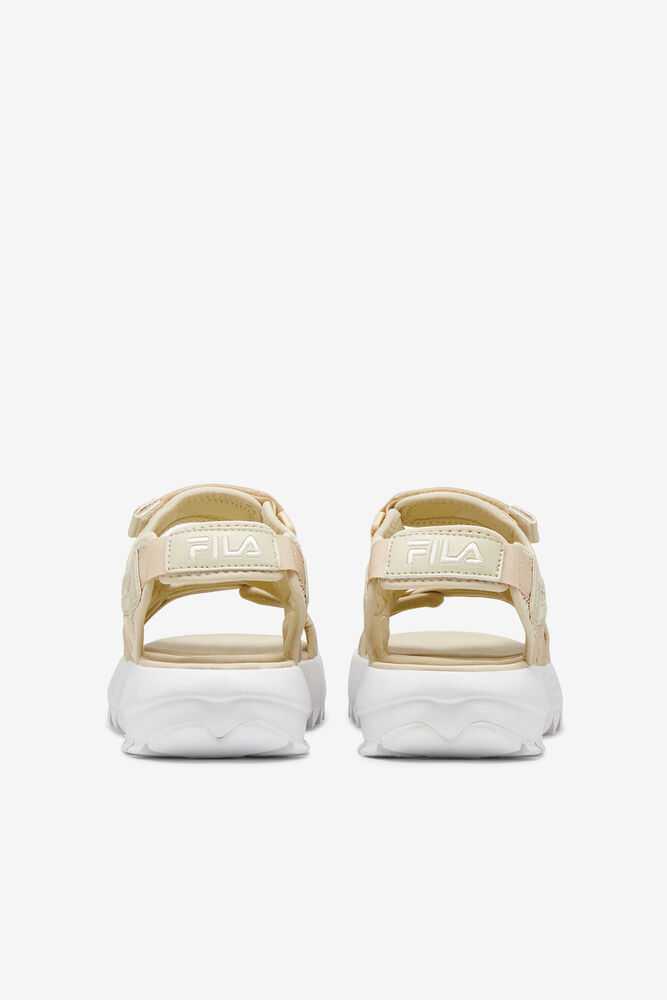 Brown white Women's FILA Disruptor Slide Sandals | USA-15756