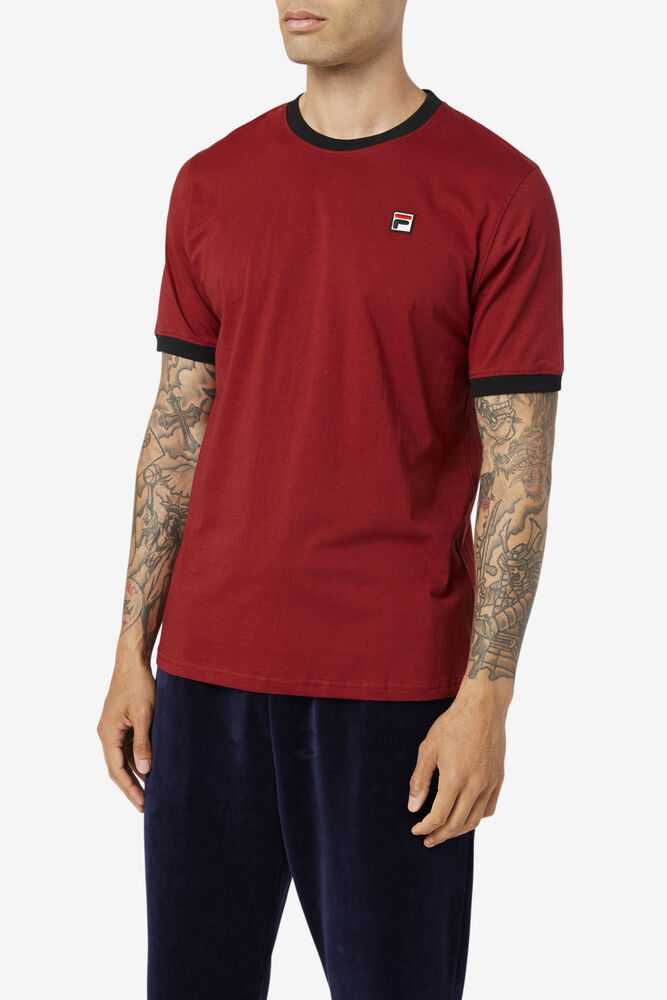 Burgundy Black Men's FILA Marconi Ringer T-shirts | USA-830194