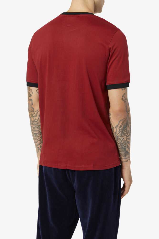 Burgundy Black Men's FILA Marconi Ringer T-shirts | USA-830194