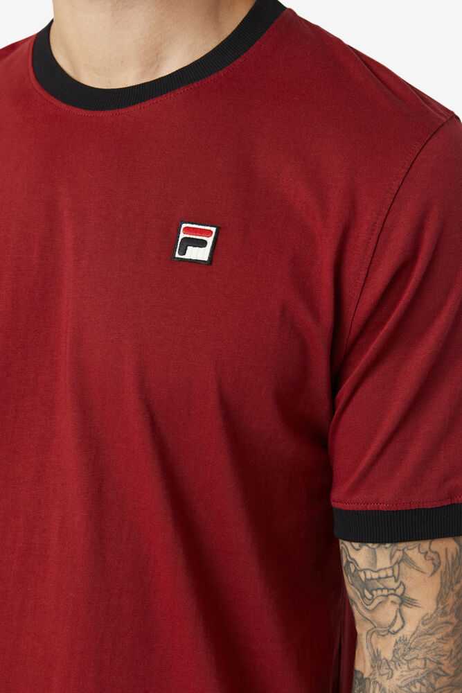 Burgundy Black Men's FILA Marconi Ringer T-shirts | USA-830194