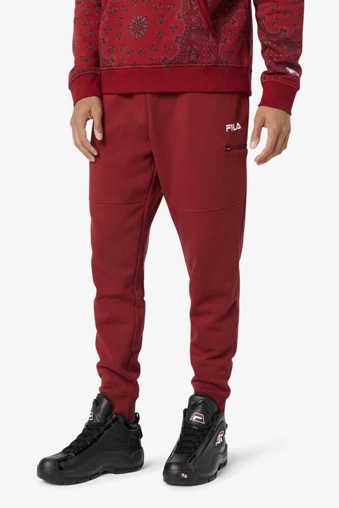 Burgundy Men's FILA Canadice Fleece Joggers | USA-206719