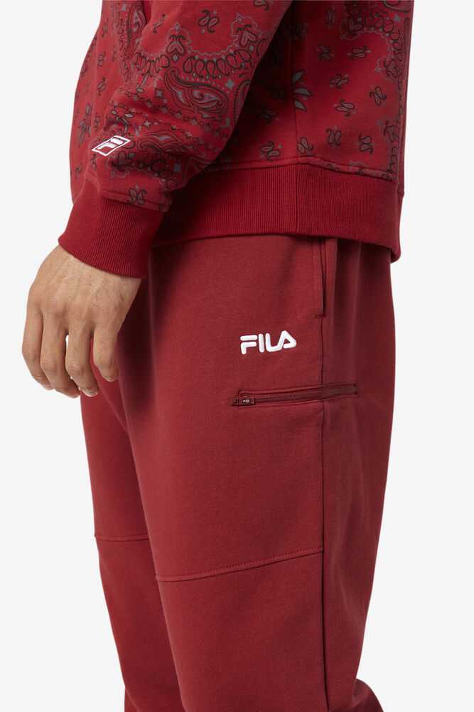 Burgundy Men's FILA Canadice Fleece Joggers | USA-206719