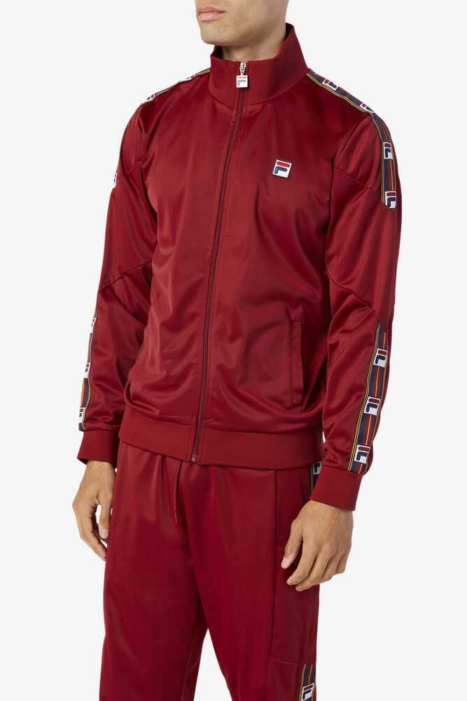 Burgundy Men's FILA Carson Track Jackets | USA-716259