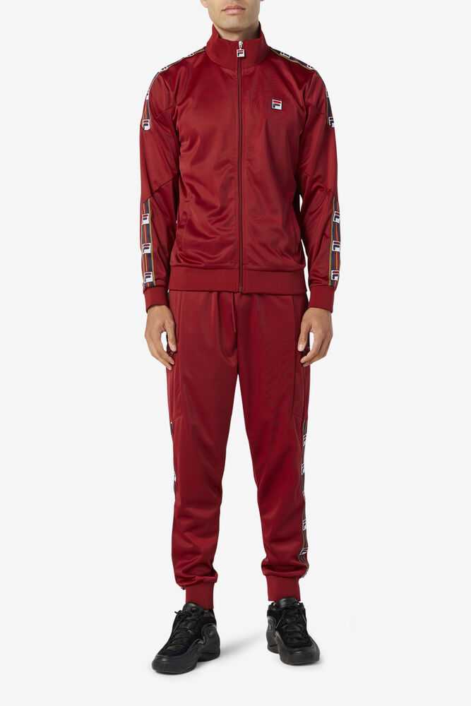 Burgundy Men's FILA Carson Track Jackets | USA-716259