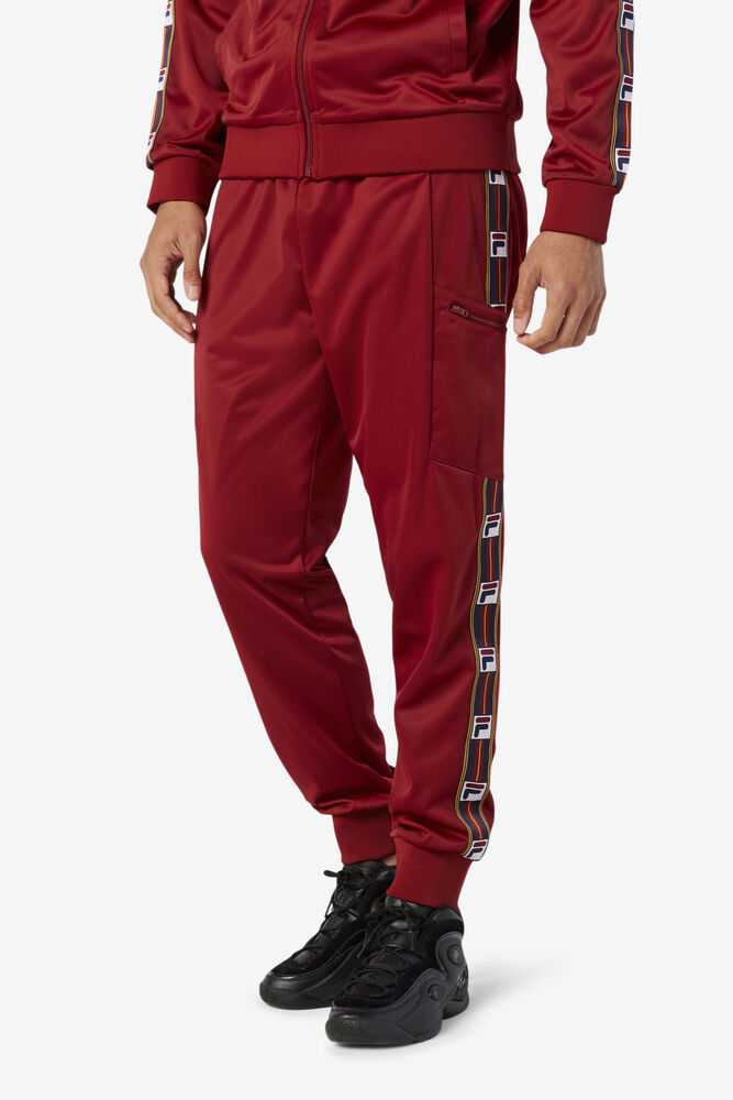 Burgundy Men's FILA Jaxson Track Pants | USA-148609