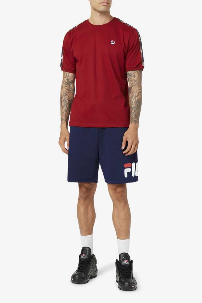 Burgundy Men's FILA Oliver T-shirts | USA-504269