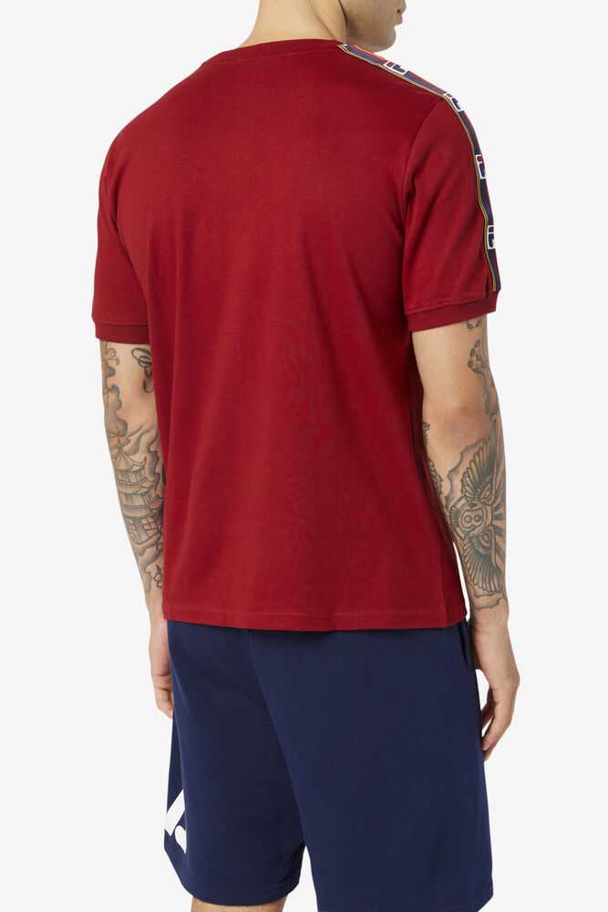 Burgundy Men's FILA Oliver T-shirts | USA-504269