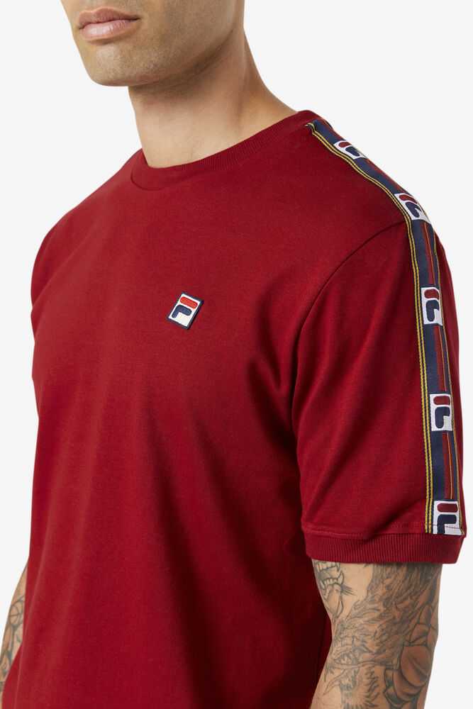 Burgundy Men's FILA Oliver T-shirts | USA-504269