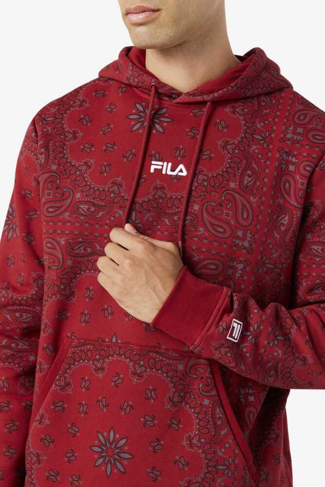 Burgundy Men's FILA Seneca Hoodie | USA-461853