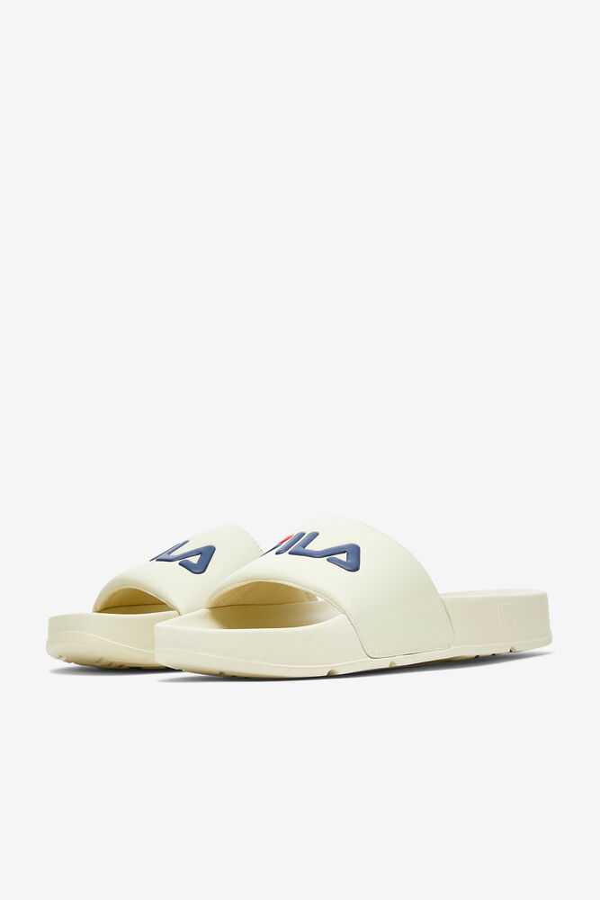 Cream Navy Red Women's FILA Drifter Flip Flops | USA-15096